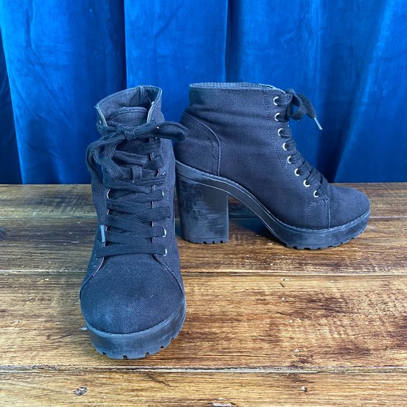 H&M Divided 709790 Canvas Platform Boots Black Size 8.5 - Picture 9 of 10